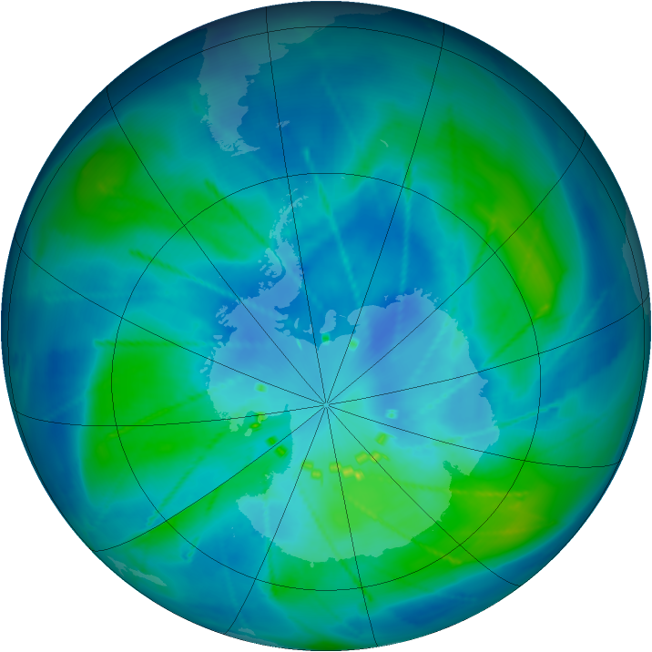 Antarctic ozone map for 05 March 2010